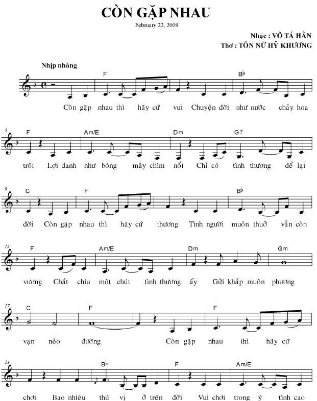 Sheet nhạc Còn Gặp Nhau